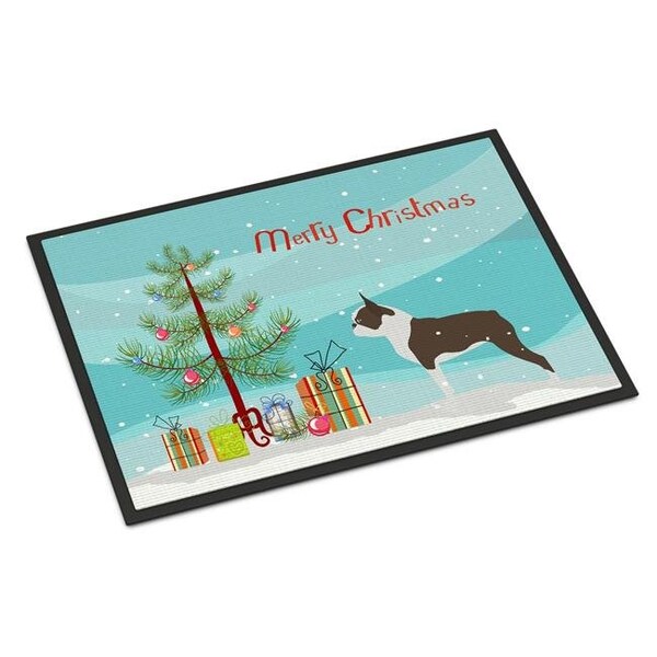 Carolines Treasures BB2962MAT Boston Terrier Merry Christmas Tree Indoor or Outdoor Mat 18x27 BB2962MAT - main